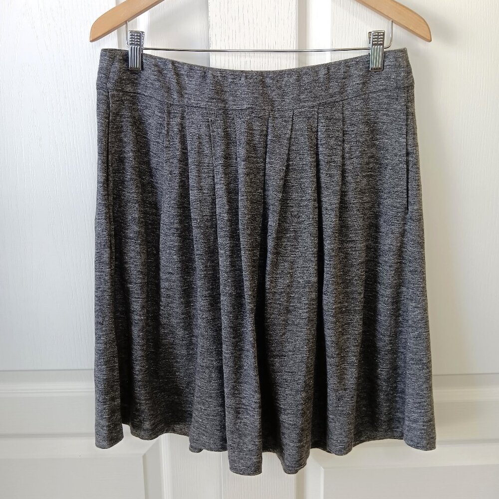 Eileen Fisher Women's Gray Linen Knit Pleated Skirt With Pockets Size S